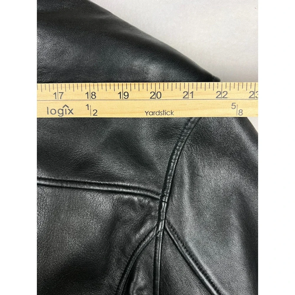 Tibor Mens Vintage Black Leather Car Coat Zip Out Thermal Lining Large